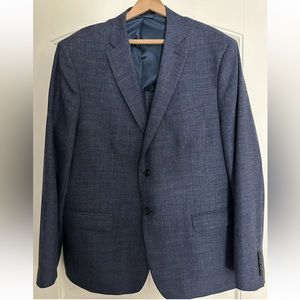 Men’s Ralph Lauren Navy Blue  Chocolate Plaid Blazer 46R sport coat suit jacket